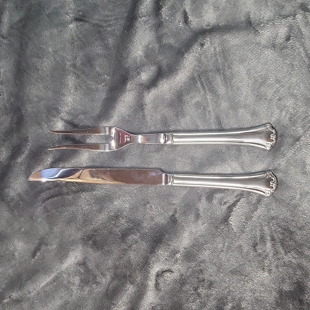 2 pc Reed & Barton Lyndon carving set knife double fork stainless China utensils